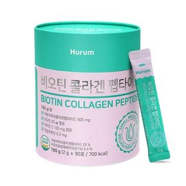 [HURUM] Biotin, Collagen & Peptide Complex – Low-Molecular Fish Collagen, 100% Daily Biotin, Vitamin C & Hyaluronic Acid for Enhanced Absorption & Energy-Made in Korea