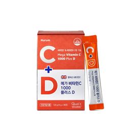 [HURUM] Mega Vitamin C 1000 Plus D 30 Packets Premium European Sourced Antioxidant Bone Health Powder_ Made in Korea