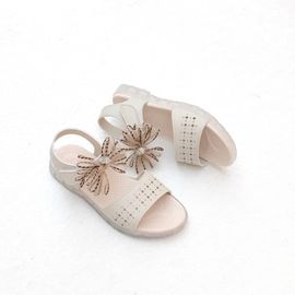 [BOOM] Chiffon Ribbon Sandals Ivory_ Toddler Little Girls Junior Fashion Sandals Comfortable Sandals