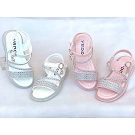 [BOOM] Cubic Twisted Sandals White _ Todler Little Girls Junior Fashion Sandals Comfortable Sandals