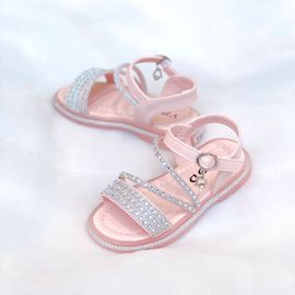 [BOOM] Cubic Twisted Sandals Pink_ Toddler Little Girls Junior Fashion Sandals Comfortable Sandals