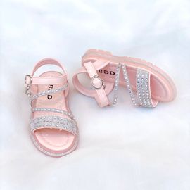 [BOOM] Cubic Twisted Sandals Pink_ Toddler Little Girls Junior Fashion Sandals Comfortable Sandals