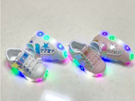 [BOOM] Glitter Sneakers LED Lighting Ivory _ Toddler Baby kids Little Girls Boys Junior Fashion Sneakers Comfortable Sneakers