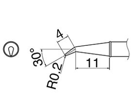 HAKKO Soldering Iron Tip T31-02J02, Angled Tip, 750°F / 400°C For FX-100, T31 Series