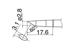 HAKKO Soldering Iron Tip T31-01BC28 Bevel Tip, 840°F / 450°C For FX-100, T31 Series