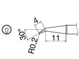HAKKO Soldering Iron Tip T31-01J02, Angled Tip, 840°F / 450°C For FX-100, T31 Series