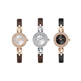 [TANDY] Women's Diamond Leather Wristwatch DIA-4043 – Real Diamond Accents, Classic Roman Indexes, Elegant & Timeless Design