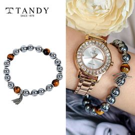 [TANDY] Premium Terahertz Bracelet For women TH820 – Brown Tiger's Eye for Fortune & Protection, Health-Boosting Terahertz Gemstones - Made in Korea