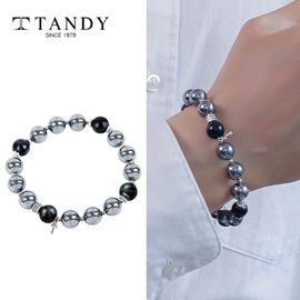 [TANDY] Premium Terahertz Unisex Bracelet TH821 – Black Tiger's Eye for Fortune & Protection, Health-Boosting Terahertz Gemstones - Made in Korea