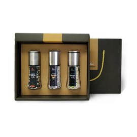 [The Healthy Sinan Salt] Sinan Sunlight Healthier Salt Set No.6 , Premium Mineral-Rich Sea Salt from Korea, Whole Pepper Salt  ,Truffle Salt, Wasabi Salt (grinder container)