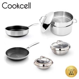 COOKCELL  Black Edition Double  IH Frying Pan & Rice pot 9-Piece Set, Innovative Coating Technology, Triple-Bottom Structure, Dishwasher Safe.