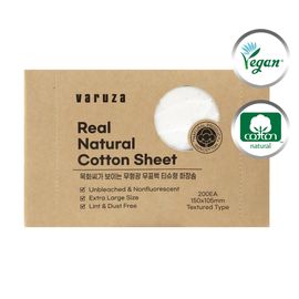 [Varuza] Non-Fluorescent, Non-Bleached Real Natural Cotton Dry Tissue 80 Sheets 100% Pure Cotton, Sensitive Skin-Safe, Chemical-Free DIY Wet Wipes _ Made in Korea