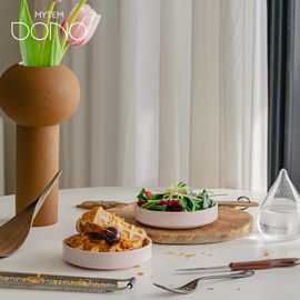 [MYTEM] DONO Stoneware 2-Person Set 14P (Baby Pink) Delicate ceramic set with flower-like pastel tones – A perfect blend of natural beauty and practicality