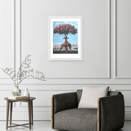 [GAHYUN ART] Park Ki-Hoon - Coexistence _ Silkscreen Print, Giraffe and Urban Coexistence _ Korea