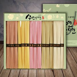 Five Color Handmade Somyeon Noodles 750g _ Traditional Korean Hand-Stretched Noodle Gift Set