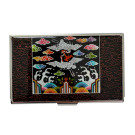 NAMIN Craft Korean Traditional Mother-of-Pearl Business Card Case (95mm x 65mm), Ten longevity Black– Handmade Lacquerware Gift, Compact Design with Box – Made in Korea