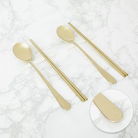 SEOCHON Marble Titanium Spoon & Chopstick Set for Two – Premium Korean Cutlery Gift Seochon Workshop_Made In Korea