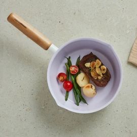 HANSSEM My Cook IH Ceramic Nonstick Multi-Pan 20cm – Lightweight 560g Frying Pan & Pot Combo, Induction & Gas Compatible, Wooden Handle, PFOA/PFOS Free _ Made in KOREA