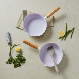 HANSSEM My Cook IH Ceramic Nonstick Multi-Pan 20cm – Lightweight 560g Frying Pan & Pot Combo, Induction & Gas Compatible, Wooden Handle, PFOA/PFOS Free _ Made in KOREA