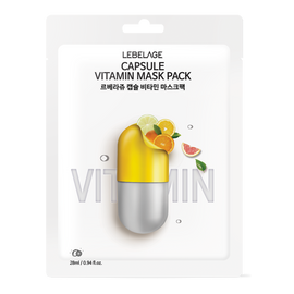 LEBELAGE Capsule Vitamin Mask Pack 10 Sheets for Brightening Skin Radiance Hydration and Anti-Wrinkle Care _ Made in Korea
