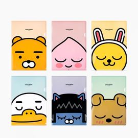 Kakao Friends Face L-Holder File Holder (Ryan & 5 Others) | A4 Document Storage | Translucent PP Material | 220x310mm Made in Korea