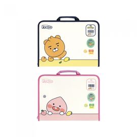 Kakao Friends Little Friends Fruity Handle Zipper File (Ryan/Apeach) | A4 Large Capacity Storage | O-Ring Slider PP Document Case | Made in Korea