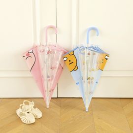 Kakao Friends Kids Transparent Umbrella (Ryan/Apeach) | Safe Visibility Design | Rounded Tip/Semi-Auto Open | Designed in Korea