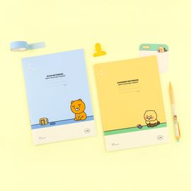 Kakao Friends A5 Lined Notebook (Choonsik/Ryan and 6 Characters) | 7mm Ruled 24 Sheets | Thin & Lightweight Portable Note | Made in Korea