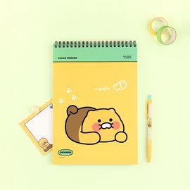 Kakao Friends Choonsik Top Spiral Notebook | B5 Lined Twin Ring Note | 360° Lay-Flat | 70 Sheets 7mm Ruled | Made in Korea