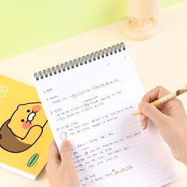 Kakao Friends Choonsik Top Spiral Notebook | B5 Lined Twin Ring Note | 360° Lay-Flat | 70 Sheets 7mm Ruled | Made in Korea