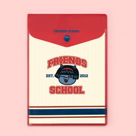 Kakao Friends School Theme Color Multi-Pocket Notebook (Ryan/Apeach/Tube/Neo) | Snap Button Pocket Cover | 175x254mm Practical Note | Made in Korea