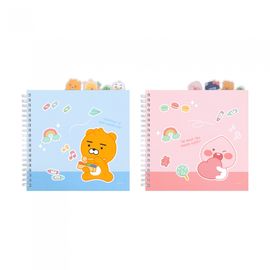 Kakao Friends Little Friends Lovely PP Index Spiral Notebook | 4-Section Hardcover Lined Note | 360° Twin Ring | 80 Sheets Made in Korea