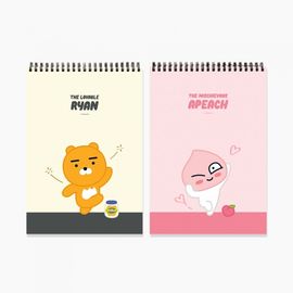 Kakao Friends Hardcover Top Spiral Unlined Notebook (Ryan/Apeach) | B5 Twin Ring Sketchbook | 90 Sheets Made in Korea Kakao Friends Hardcover Top Spiral Unlined Notebook (Ryan/Apeach) | B5 Twin Ring Sketchbook | 90 Sheets Made in Korea
