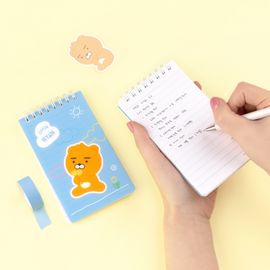 Kakao Friends Lovely PP Cover Spiral Notebook (Ryan/Apeach) | 360° Twin Ring Lined Note | 7mm Rule 80 Sheets | Portable Memo/Vocabulary Book | Made in Korea