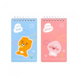 Kakao Friends Lovely PP Cover Spiral Notebook (Ryan/Apeach) | 360° Twin Ring Lined Note | 7mm Rule 80 Sheets | Portable Memo/Vocabulary Book | Made in Korea