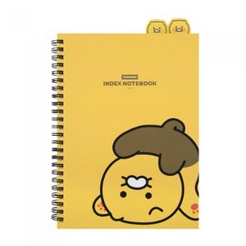 Kakao Friends Choonsik PP Index Spiral Notebook (3 Sections) | 72 Sheets Lined Note | 360° Twin Ring | 7mm Rule Made in Korea