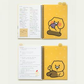 Kakao Friends Choonsik PP Index Spiral Notebook (3 Sections) | 72 Sheets Lined Note | 360° Twin Ring | 7mm Rule Made in Korea