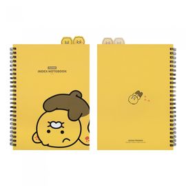 Kakao Friends Choonsik PP Index Spiral Notebook (3 Sections) | 72 Sheets Lined Note | 360° Twin Ring | 7mm Rule Made in Korea
