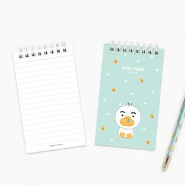 Kakao Friends Little Friends Top Spiral Notebook (Ryan/Apeach/Muzi/Tube) | 360° Twin Ring Pocket Size Memo Pad | 80x135mm 50 Sheets | Made in Korea