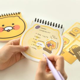 Kakao Friends Choonsik Face Shaped Notebook | 2 Expression Inner Sheets 60 Sheets (30 Each) | 360° Top Spiral Memo Pad | Made in Korea