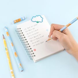 Kakao Friends Lovely 4-Pack Pencil Set (Ryan & Muzi) | Pastel B Lead | Round Body Grip | Designed in Korea