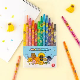 Kakao Friends 12 Color Crayon Set | Twist-Up Sharp..