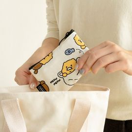 Kakao Friends Choonsik Ordinary Pattern Flat Pouch S | Water-Resistant Lining Mini Wallet | 115x85mm Designed in Korea