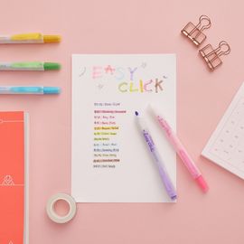 [Monami] Easy Click Highlighter Pen 12 Color Set | Retractable Capless Design | Chisel Tip 1.4–4.0mm | Designed in Korea