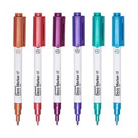 [Monami] Deco Marker XF 463 Metal 6 Color Set | Water-Based Opaque 0.7mm Fine Nib | Detail/Layering Marker | Mild Odor | Made in Korea