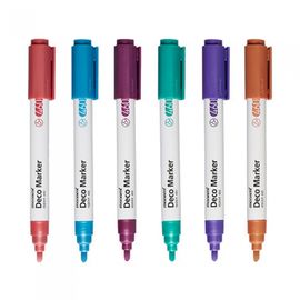 [Monami] Deco Marker 460 Metal 6 Color Set | Water-Based Opaque 2mm Round Nib | Multi-Surface Decoration | Mild Odor | Made in Korea