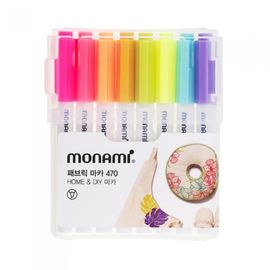 [Monami] Fabric Marker 470 8 Color Set B | Brush Tip Pen | No-Iron Cloth/Textile Coloring | DIY | Designed in Korea