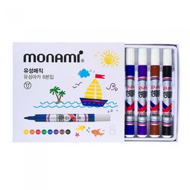 [Monami] Permanent Marker 8 Colors | Round Nib 1.5mm (Bullet) | Mild Odor Alcohol Ink | Made in Korea