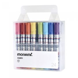 [Monami] Permanent Marker 24 Colors | Round Nib 1.5mm | Multi-Surface Marker Set | Art & DIY | Made in Korea