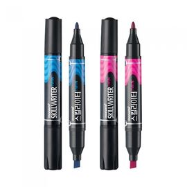 [Monami] Skill Writer Twin Marker | Round Nib 1mm + Chisel Nib 4–8mm | Metal/Industrial Specialty Marker | Water Washable | Made in Korea